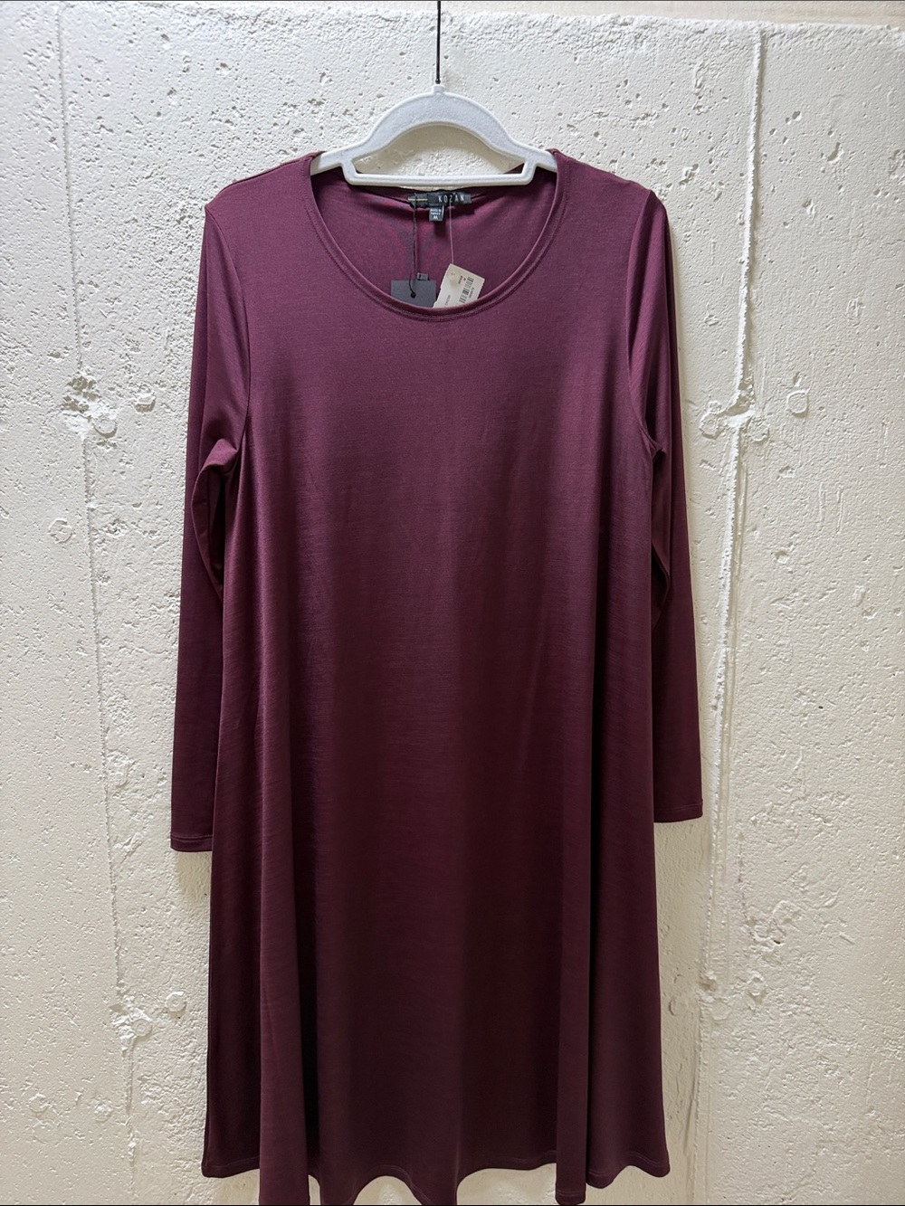 Women's Long Sleeve Swing Dress in Wine Knit